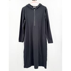 INHERIT CLOTHING COMPANY Fleece Dress SZ Medium Hoodie Zipper Stripe Modest Gray